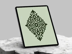 وکتور نشان گل و برگ سنتی سبز