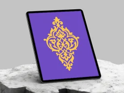 وکتور نشان گل و برگ سنتی زرد