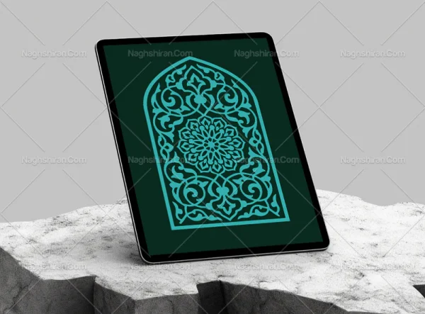 وکتور طرح محراب نقوش اسلیمی آبی