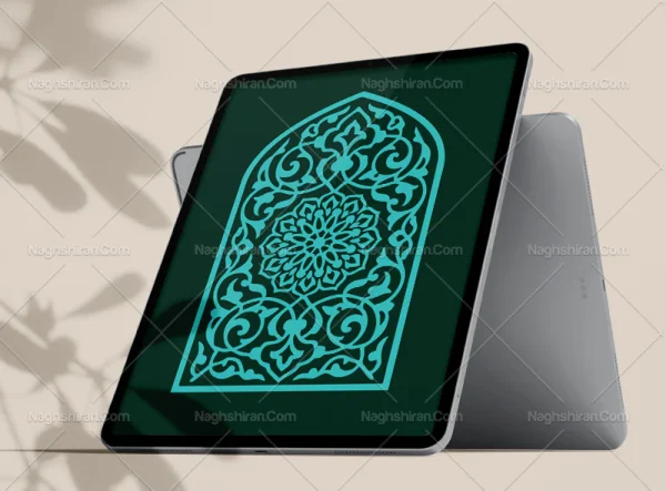 وکتور طرح محراب نقوش اسلیمی آبی