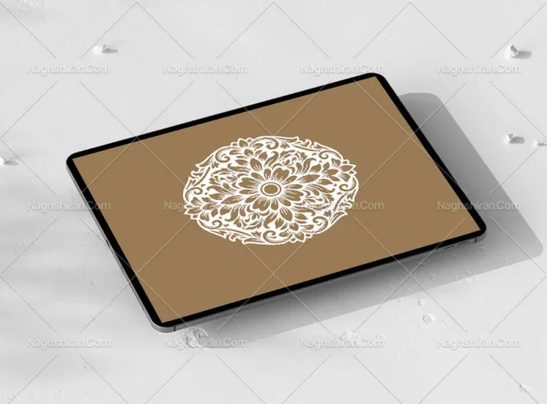 وکتور نشان دایره ای گل های منبت کاری