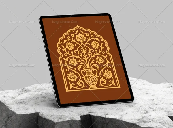 وکتور محراب طرح گل و گلدان سنتی