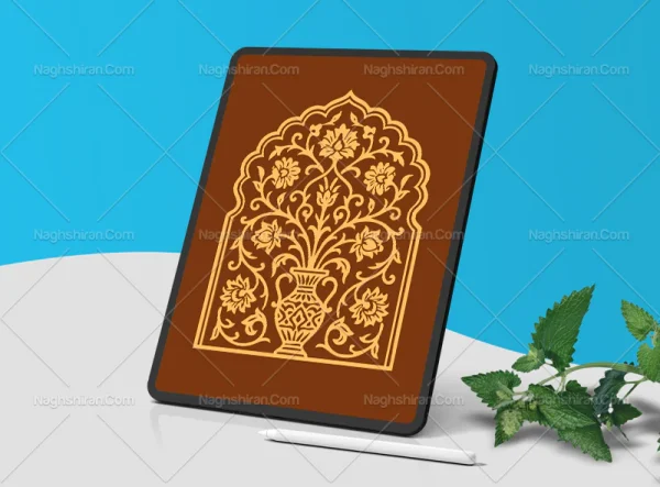 وکتور محراب طرح گل و گلدان سنتی