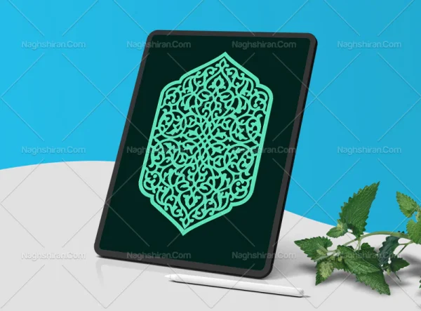 وکتور ترنج اسلیمی آبی فیروزه ای