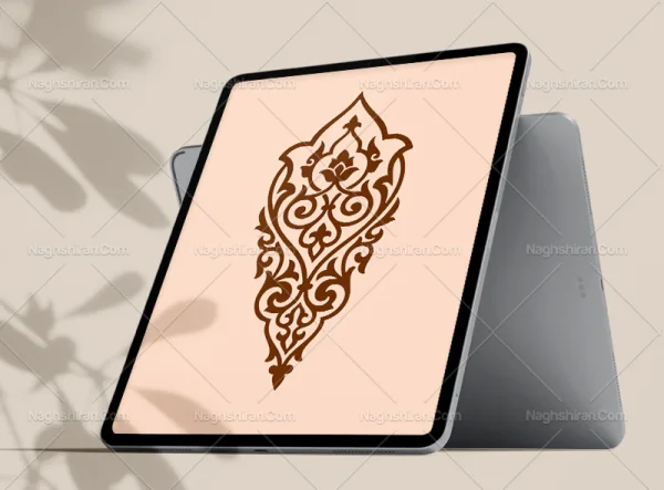 وکتور نشان نقش و نگار سنتی قهوه ای