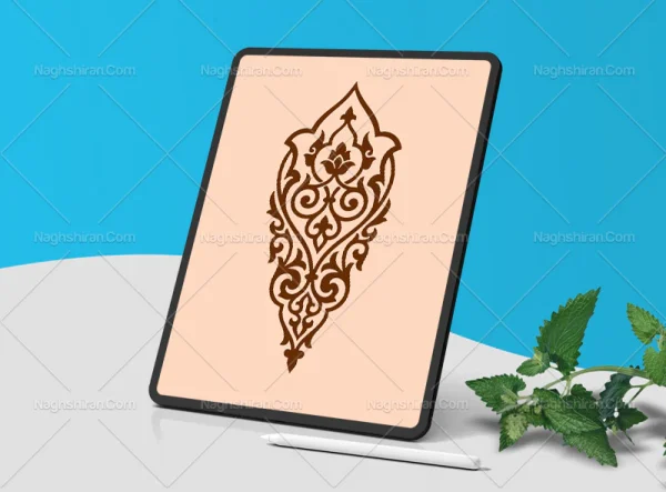 وکتور نشان نقش و نگار سنتی قهوه ای