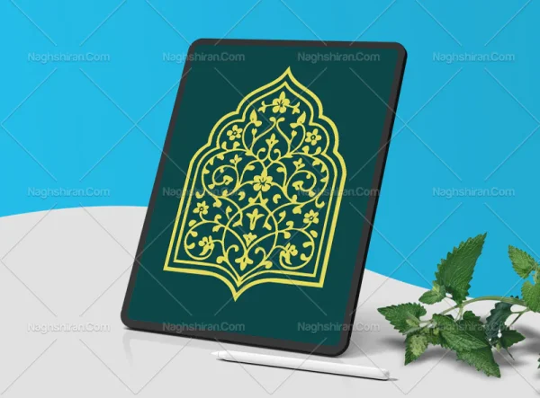 وکتور محراب طرح نقوش ساده تذهیب