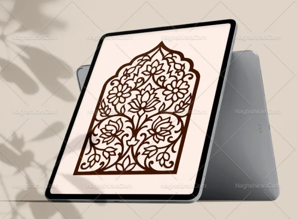 وکتور طرح محراب گل های سنتی تو خالی
