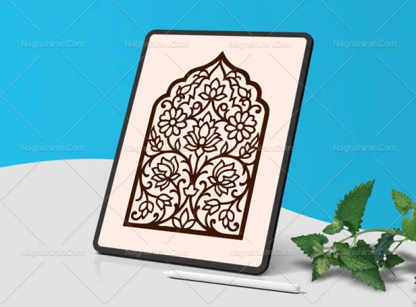وکتور طرح محراب گل های سنتی تو خالی