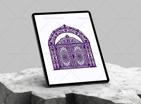وکتور طرح در فلزی سنتی رنگی