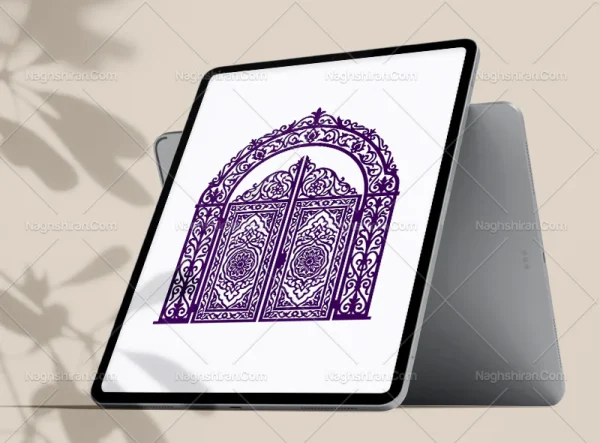وکتور طرح در فلزی سنتی رنگی