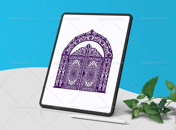 وکتور طرح در فلزی سنتی رنگی