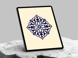 وکتور نشان طرح نقوش سنتی آبی رنگ