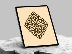 وکتور طرح نشان نقوش قهوه ای رنگ سنتی