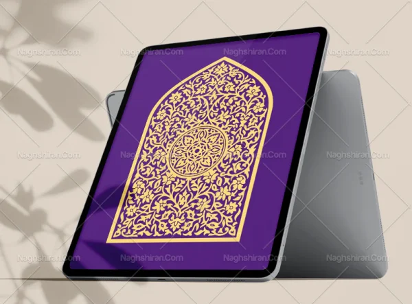 وکتور طرح محراب گل های ختایی رنگی