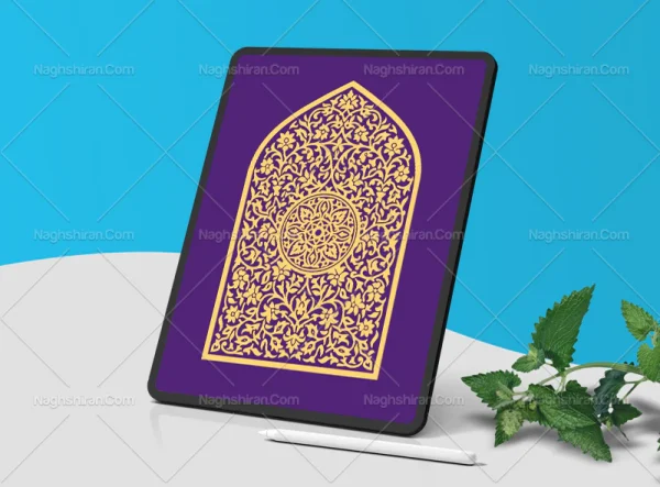وکتور طرح محراب گل های ختایی رنگی