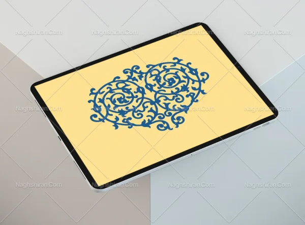 وکتور نقوش سنتی طرح قلب آبی