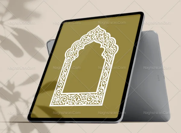 وکتور محراب طرح حاشیه سنتی سفید رنگ