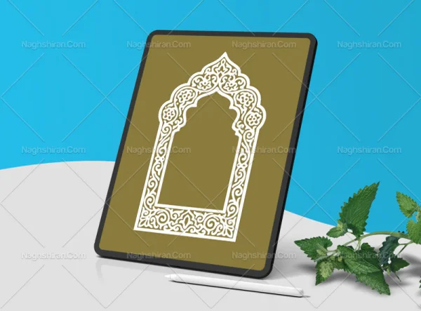 وکتور محراب طرح حاشیه سنتی سفید رنگ