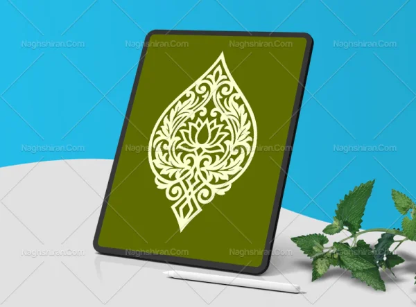 وکتور نشان نقوش سنتی سبز
