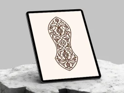 وکتور نشان نقوش تذهیب تو خالی قهوه ای
