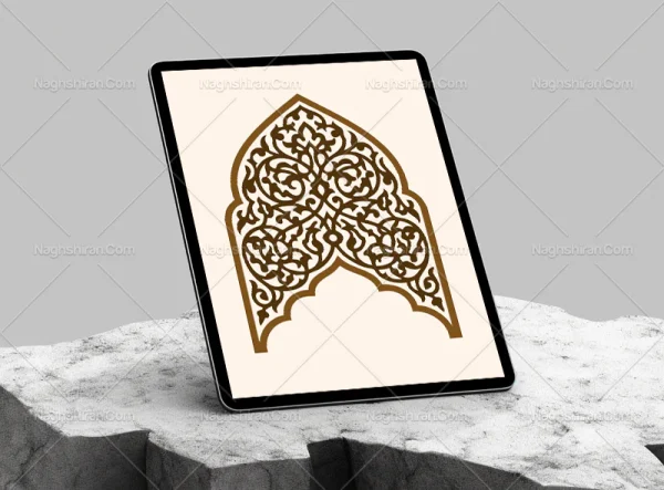 وکتور طرح محراب نقوش اسلیمی قهوه ای