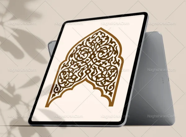 وکتور طرح محراب نقوش اسلیمی قهوه ای