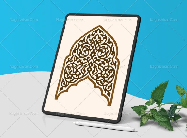 وکتور طرح محراب نقوش اسلیمی قهوه ای