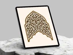 وکتور طرح محراب نقوش اسلیمی قهوه ای