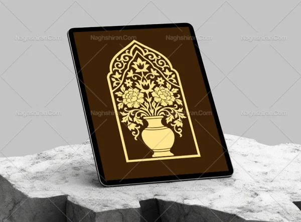 وکتور محراب طرح گلدان سنتی رنگی