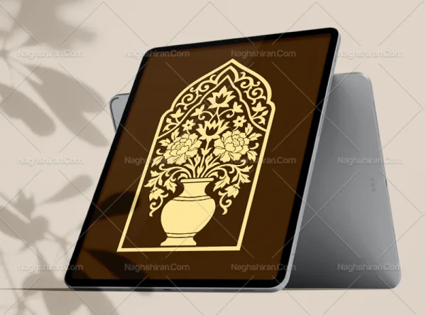 وکتور محراب طرح گلدان سنتی رنگی