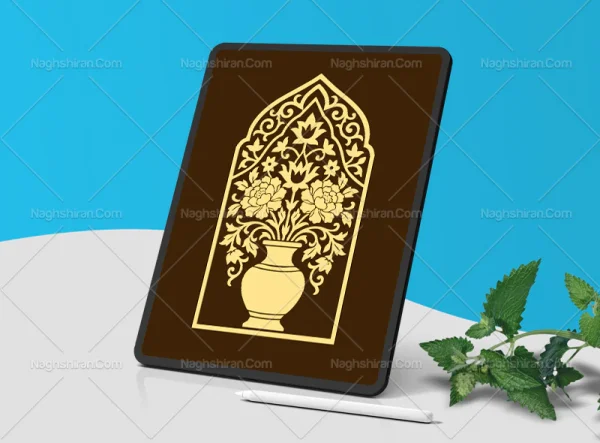 وکتور محراب طرح گلدان سنتی رنگی