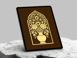 وکتور محراب طرح گلدان سنتی رنگی