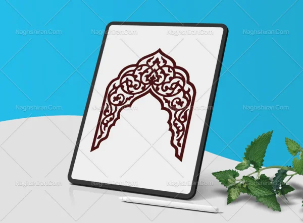 وکتور طرح محراب نقوش اسلیمی رنگی