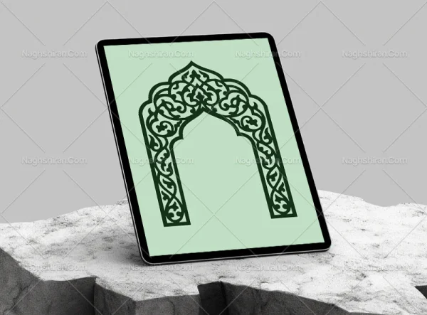 وکتور طرح محراب نقوش سنتی سبز