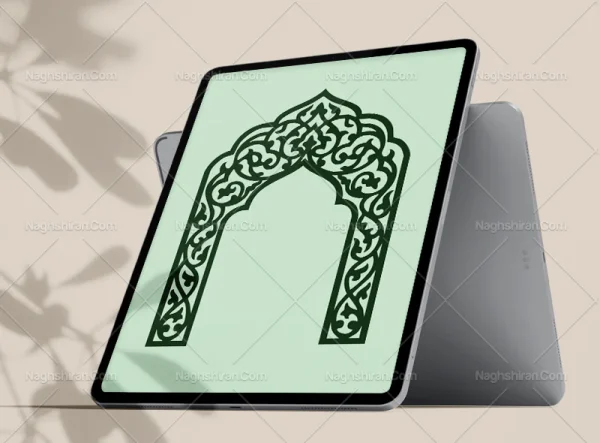 وکتور طرح محراب نقوش سنتی سبز