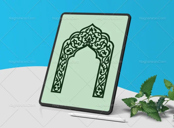 وکتور طرح محراب نقوش سنتی سبز