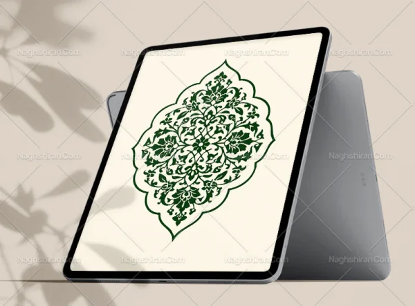 وکتور طرح ترنج گل های ختایی سبز