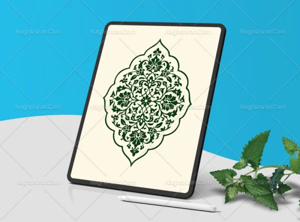 وکتور طرح ترنج گل های ختایی سبز