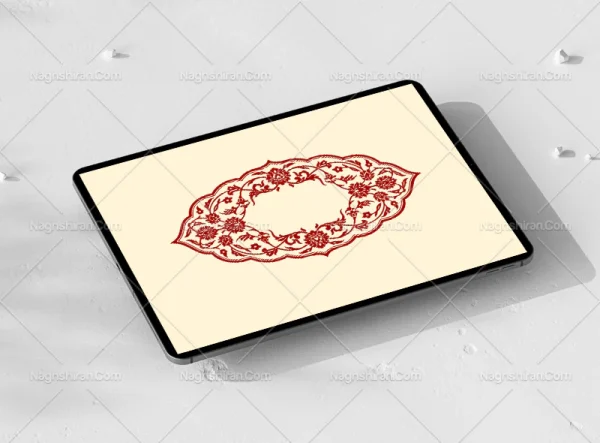وکتور طرح حاشیه ترنج گل های ختایی قرمز
