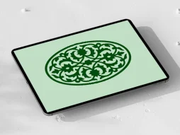 وکتور نشان بیضی نقوش تذهیب سبز