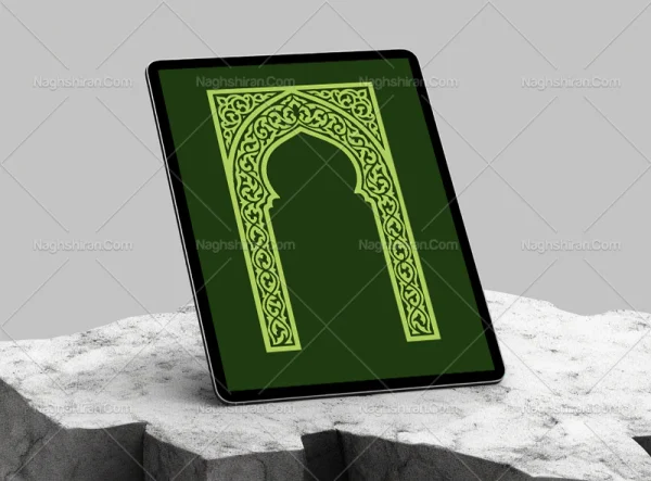وکتور محراب سبز طرح اسلیمی