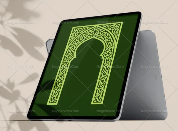 وکتور محراب سبز طرح اسلیمی