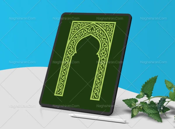 وکتور محراب سبز طرح اسلیمی