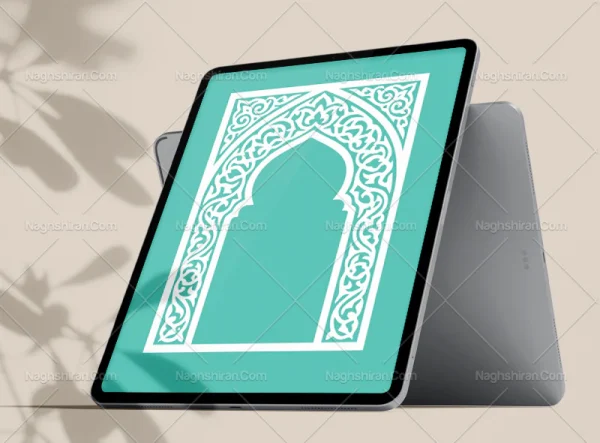 وکتور حاشیه نقوش اسلامی سفید آبی