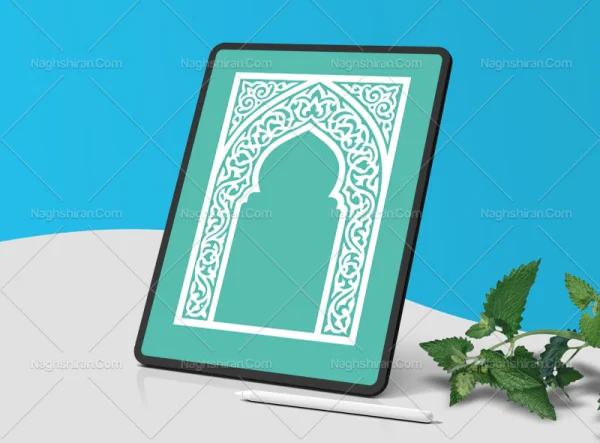 وکتور حاشیه نقوش اسلامی سفید آبی