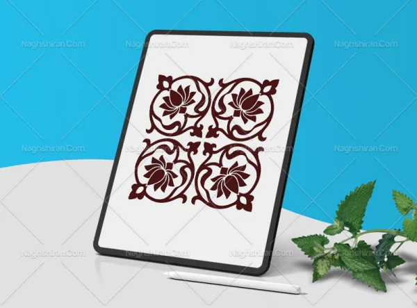وکتور نقوش قهوه ای رنگ سنتی نشان