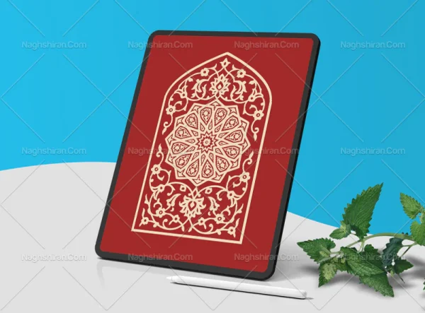 وکتور طرح محراب گل های ختایی و نشان