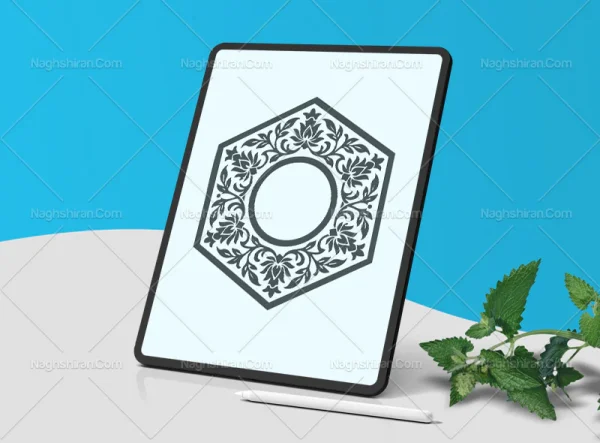 وکتور طرح شش ضلعی حاشیه نقوش سنتی