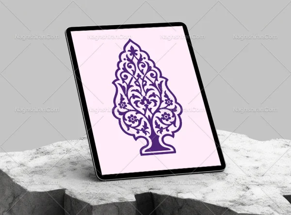 وکتور درخت سرو سنتی بنفش